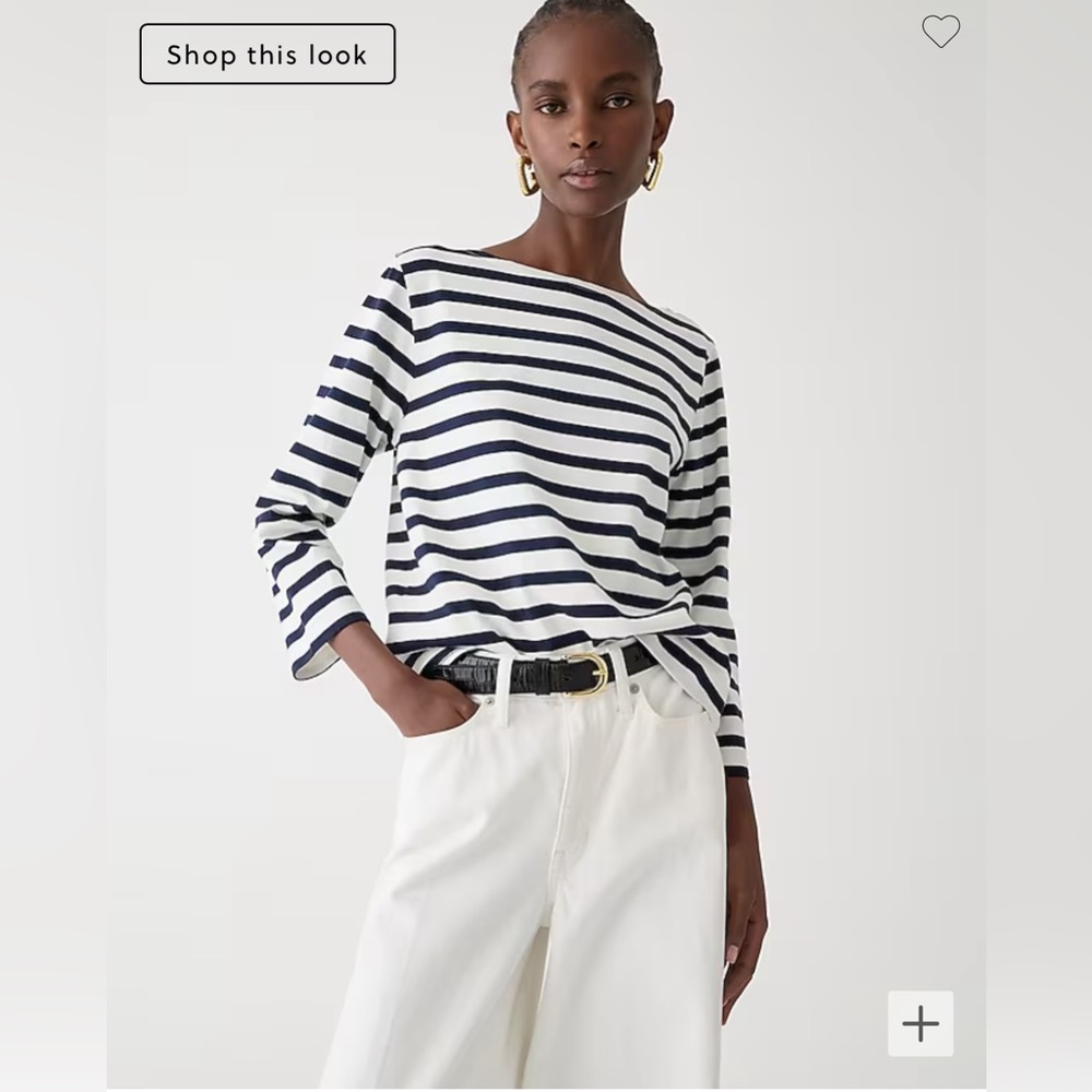 Classic mariner cloth boatneck T-shirt in stripe Size medium